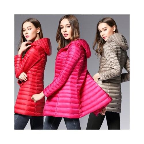 Newest thin womens down jacket women winter long solid coat filler White duck down woman duck down jacket 8 colors for choose