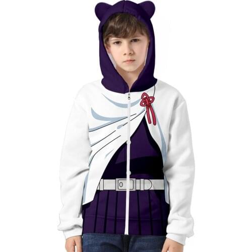 New Demon Slayer Cat Ear Hoodies Child Girls Boys Hoodied Sweatshirt