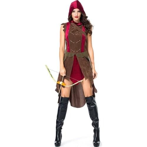 New Halloween Costume Ancient Archer Hunter Role Playing Warrior Cosplay Show with Quiver