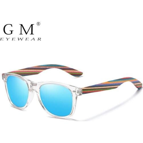GM Polarized PC Frame With Wooden Legs Sunglasses for Men or Women Color Wooden Temples S5062