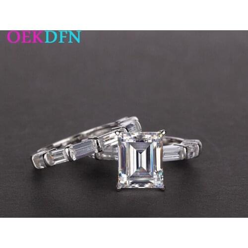 OEKDFN Vintage 100% 925 Sterling Silver Rings Emerald Citrine Sapphire Ruby Topaz Gemstone Wedding Engagement Ring Women Jewelry