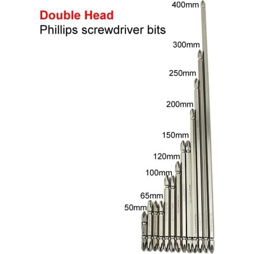 13pcs/lot Double Head Phillips PH1 PH2 PH3 Cross Screwdriver Bit Electric Bits 50/65/100/120/150/200/250/300/400mm Length