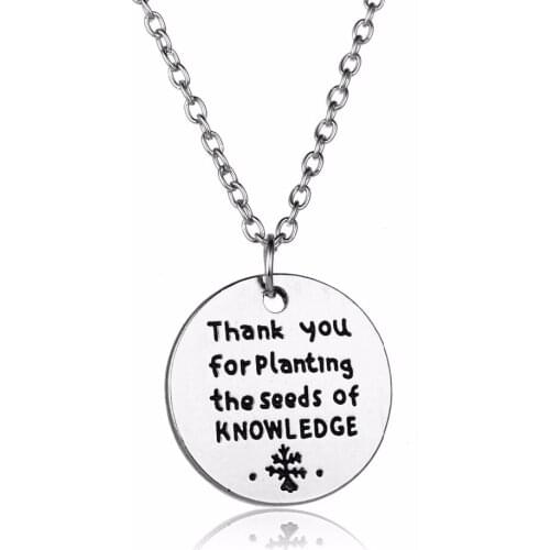 Thanksgiving Teachers Necklace Thank You For Planting The Seeds Of Knowledge Pendant Charm Chain Necklace School Teacher Jewelry