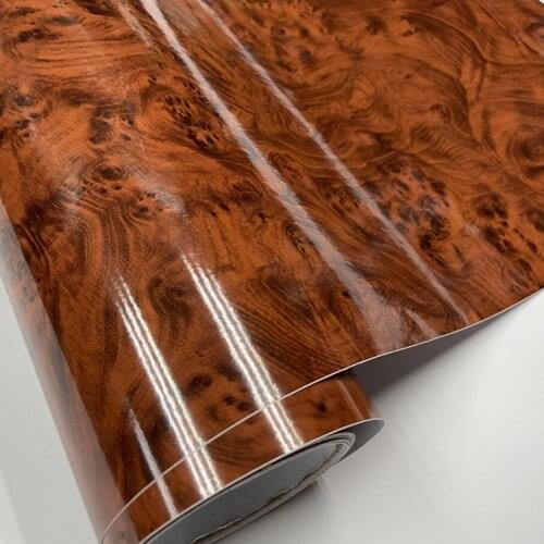 50*500/600/800CM Glossy PVC Furniture Wood Grain Car Wrap Car Film Internal Stickers Waterproof Wood Vinyl Sticker