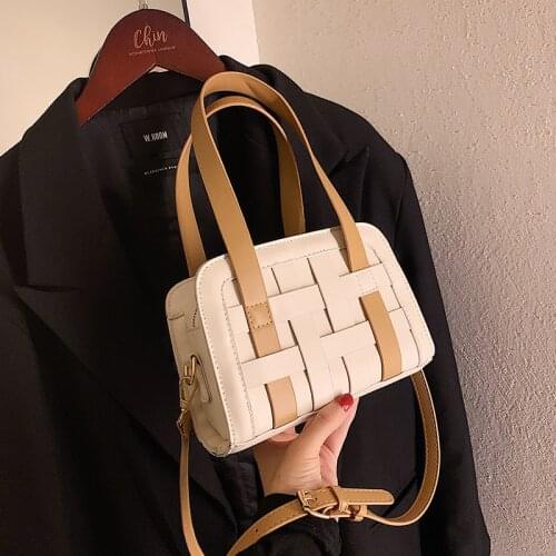 Casual Women Pu Leather Handbags Small Shoulder Bags Designer Ladies Purse Weave Crossbody Bags for Women Fashion Messenger Bag