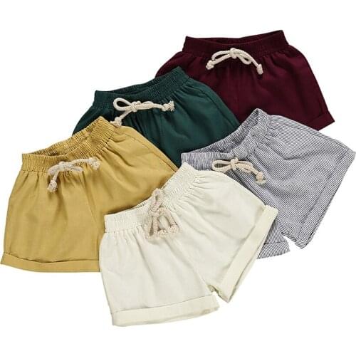 Boys Shorts Kids Shorts Candy Color Girls Children Summer Beach Loose Shorts Casual Pants Cotton & Linen Comfortable Clothing