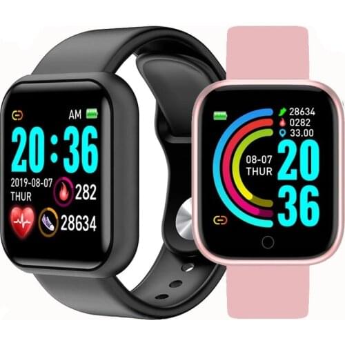 100pcs Y68 Smart Watch Blood Pressure Monitor Women Men Kids Smart Clock D20 Waterproof Sport Smartwatch Watch for Android IOS