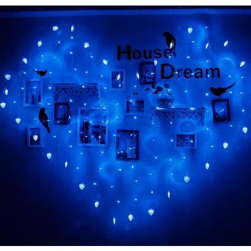 Heart shaped LED fairy string icicle curtain Lights 2M*1.5M 128Led strings Valentine Xmas Christmas Wedding party window decor