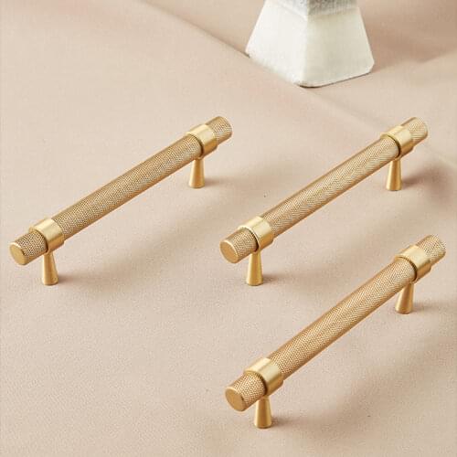 Gold Black Knurling Furniture Handle For Kitchen Bedroom Cabinet Handle Wardrobe Cupboard Dresser Handles Knob Drawer Pull Bar