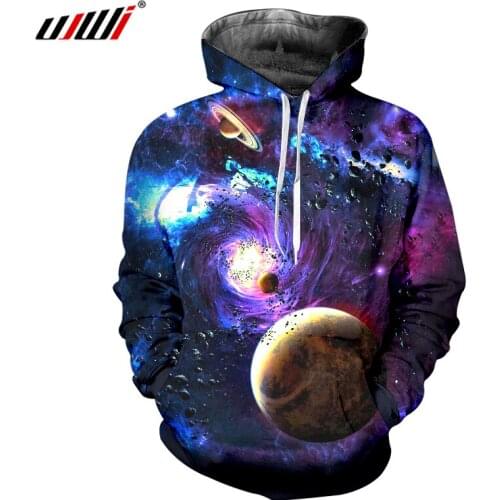 UJWI Planets Hoodies Mens Hip Hop Streetwear Punk Style Crewneck Jacket 3D Print Space Star Hoodie Sweatshirts Hombre Slim Fit