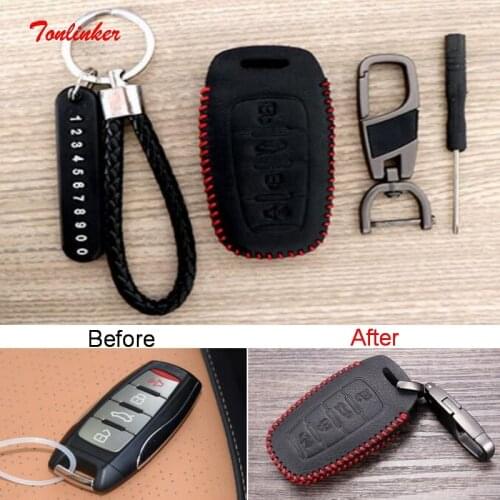 Tonlinker Interior Car Key Cover Case For Great Wall Haval H6 F7 F7X JOLION 2021 Car Styling 1 PCS PU Leather Cover Stickers