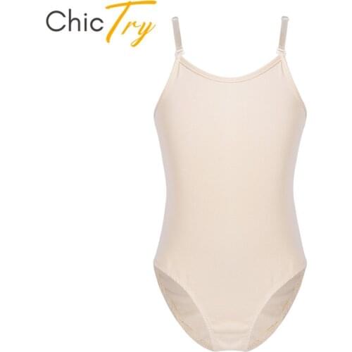 ChicTry Kids Teens Nude Adjustable Straps Ballet Leotard Dance Wear Underwear Children Girls Gymnastics Leotard Sports Bodysuit