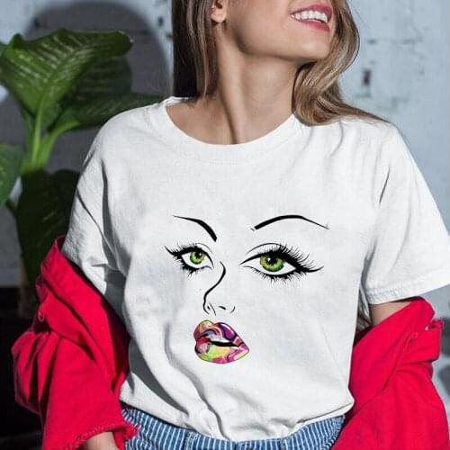 Streetwear Hipster White Cartoon Print Tee Shirt Femme Loose Casual T-shirt Women Harajuku Short Sleeve Women Tshirts Cotton Top