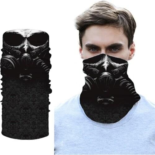 Unisex Black Skull 3D Neck Scarf Neck Gaiter Seamless Bandana Tube UV Headband Motorcycle Turban Braga Cuello Bandanas