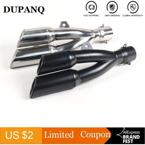 DUPANQ Motorcycle Double Hole Exhaust Pipe Pot Echappement Moto Motorbike Muffler Escape For benelli 502C Ninja 250 R1 R3 R25