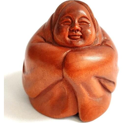 Y7625 - 1.6 " Hand Carved Boxwood Netsuke Figurine Carving: Geisha Woman