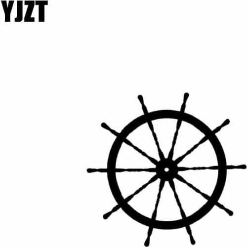 YJZT 10.2CM*10.2CM SHIP WHEEL Vinyl Decal Car Sticker Window Boat Sailboat Nautical Sailing Anchor Black Silver C10-01136