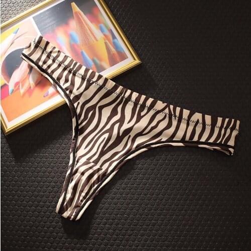 Women 's Underwear Sexy Ice Silk Leopard Print Women 's Thong Cotton Modal G-string Low-rise Panties 258