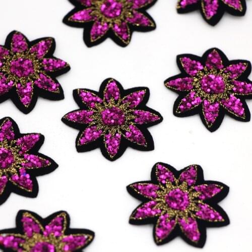 10pcs/lot Sequined Flower Patch for Sweater Dress Shirt Sewing Fabric Appliques DIY Iron On Clothes Stickers Handmade Badge