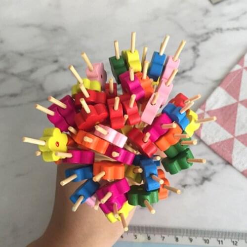 100pcs Flower Food Picks Dessert Buffet Fruit Salad Fork Cake Muffin Party Vegetable Sticks Cocktail Toothpicks Cake Sign