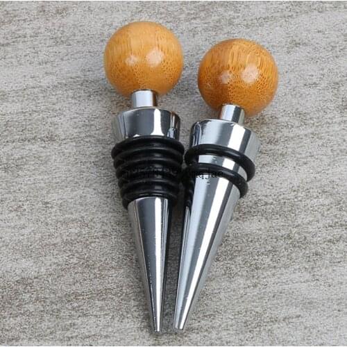 100pcs Wooden Wine Stoppers Metal Bottle Plugs Caps Wine Bottle Stopper Gift for Party Wedding