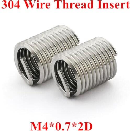 100pcs M4*0.7*2D Wire Thread Insert 304 Stainless steel M4 Screw Bushing, m4*2D Wire Screw Sleeve Thread Repair Insert