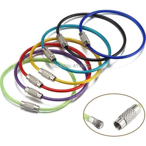 1000pcs Outdoor Camping Coloful EDC Gear Multifunctional Wire Rope Key PVC Ring Wire Chain Key Ring Edc Tool