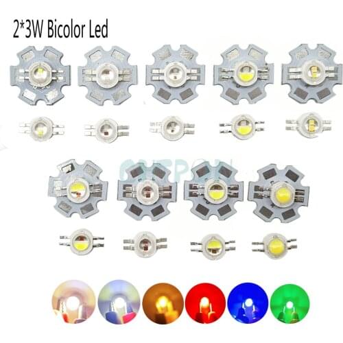 2*3W Bicolor Led Yellow White/Yellow Red/UV White/Red White/White Warm/ All Color Can Custom Produce for DIY Led Light