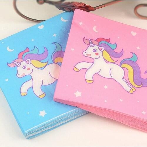 20pcs Unicorn Servilletas Napkins Rainbow Unicorn Tissue Napkins Wedding Happy Birthday Party Baby Shower Decorating Supplies