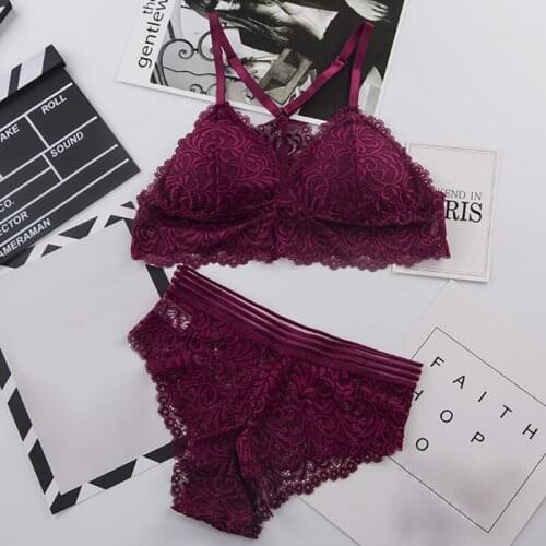 2019 Sexy Lace Bra Sets Women Seamless Embroidery Bralette Wireless Breathable Underwear Lingerie Set Dropshipping