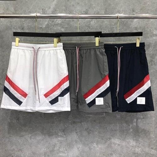 2021 Fashion TB THOM Brand Casual Shorts Men Summer Patchwork Beach Shorts Sports Trousers Striped Panelled Jogger Track Shorts