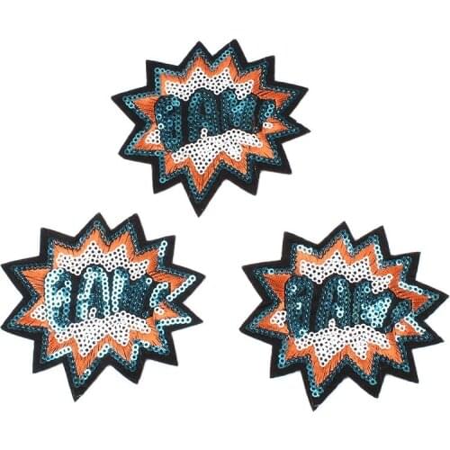 5pcs/lot Funny Sequined Patches Iron On Sew On New Sweater Stickers DIY Fabric Appliques for Bag Jeans Coat Backpack Shirts