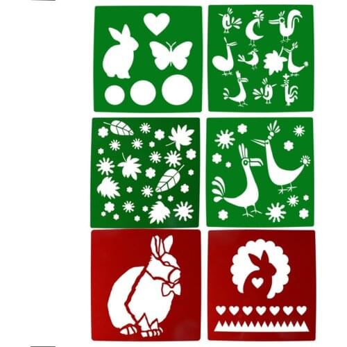 6pcs/set leaf and Animal shape Cake Stencil DIY Photo Album Template Painting wall Mould for Wedding Party Baking Cake Tools