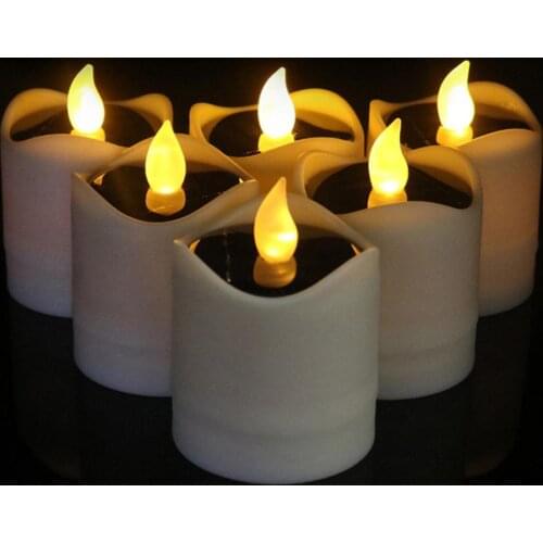 6/12Pcs Waterproof Solar LED Candles Electronic Flameless Tea Lights Lamp For Outdoor Home Garden Pool Decorate Yellow Lighting