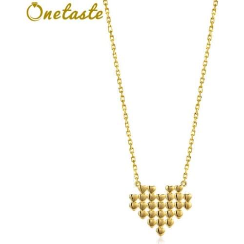 925 Sterling Silver Gold Plated Love Pendant Necklace Personality Heart Shaped Pendant Clavicle Chain Necklaces For Women Gift