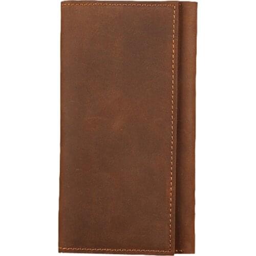 Crazy Horse Genuine Leather Mens Wallet Bags Man Vintage Long Wallet Male Card Holder Billfold Coin Purse Phone Pouch