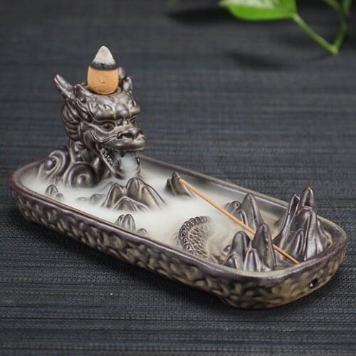 Dragon Pond Incense Stick Burners Holder Ash Catcher Backflow Smoke Censer Home Ornament E7