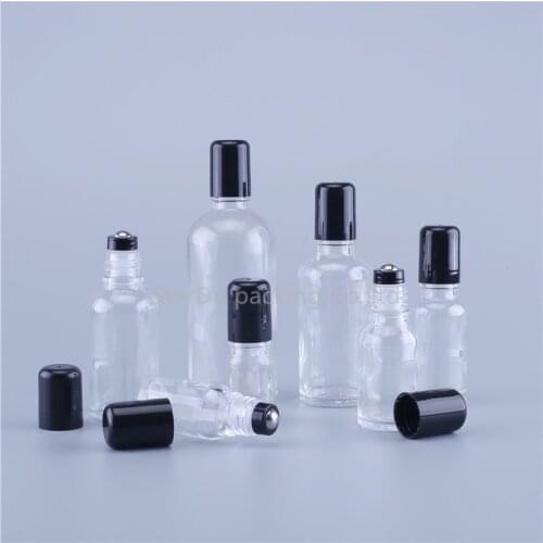 6pcs/lot Refillable 100ml 50ml 30ml 20ml 15ml 10ml 5ml Empty Fragrance Perfume Essential Oil Bottle Clear Roll-On Glass Bottle