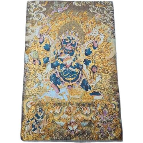 China old Tibet silk Thangka like hanging painting fengshui Tibetan Vulcan Buddha statue