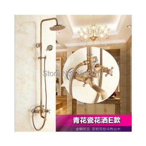Free Shipping Classic Bathroom Shower Set Wall Mounted 8" Rain Shower&Telephone Handheld Shower Flexible Swivel Faucet ZR09