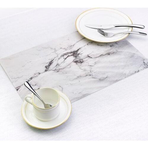 2pcs Placemat Marble Pattern Stripe PVC Place Mat Table Mat Dishware Coasters Dining Table Decoration Home Kitchen Decor