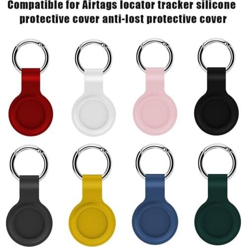 Leather Protector Cover With Keychain For AirTags Shockproof Anti-Scratch Anti-Fall Sleeve Protective Case Shell For AppleAirtag