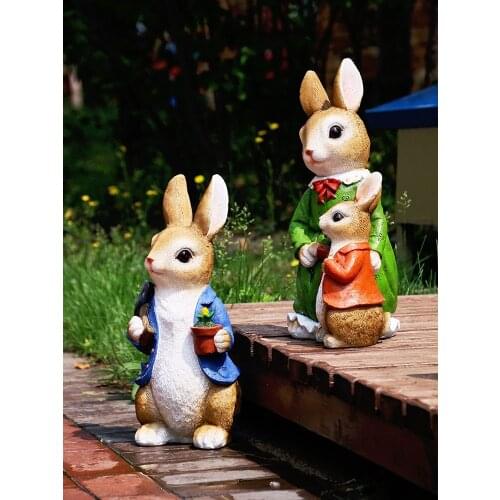 Creative New Products Simulation Resin Crafts Rabbit Garden Decoration Home Adornment Desktop Cartoon Animal Sculpture Ornaments