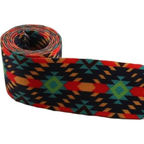 38mm Webbing Soft Ethnic Purse Strap Purse Bag Geometric Pattern Webbing Bag Belt Woven Belt 1.5" Green Yellow Webbing