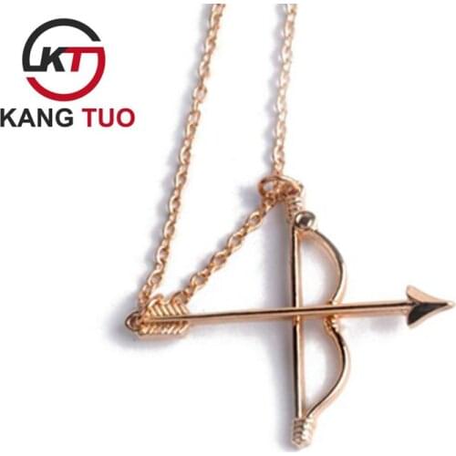 Fashion Bow Arrow Pendant Necklace Alloy Gold Color Plated Jewelry For Women Charms