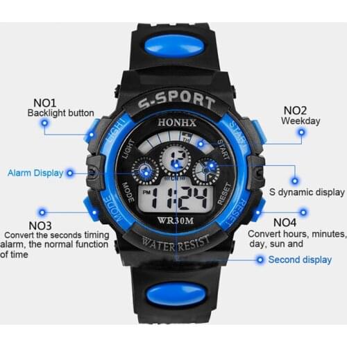 Gemixi 2021 Fashion And Luxury Waterproof Children Boy Digital Led Quartz Alarm Date Sports Wrist Watch Simple And Stylish