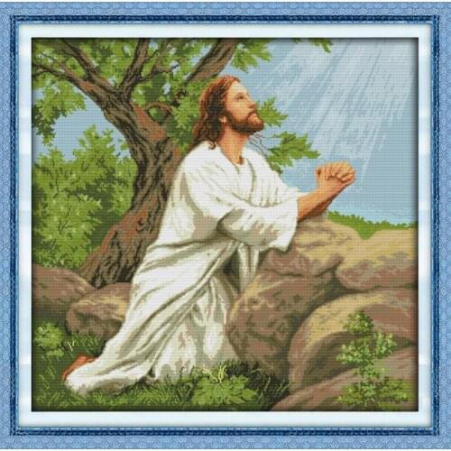 Praying Jesus(2) home decor canvas Cross Stitch kits people 14ct white 11ct print embroidery DIY handmade needlework wall
