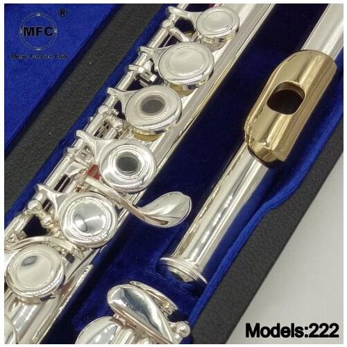 Music Fancier Club Professional Flute 222 Silver Plated Flute Gold Plated Lip Plate B Leg Open Close Holes 17 E Key