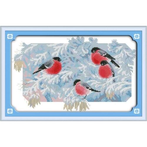 Cold morning cross stitch kit 14ct 11ct pre stamped canvas cross stitching animal lover embroidery DIY handmade needlework