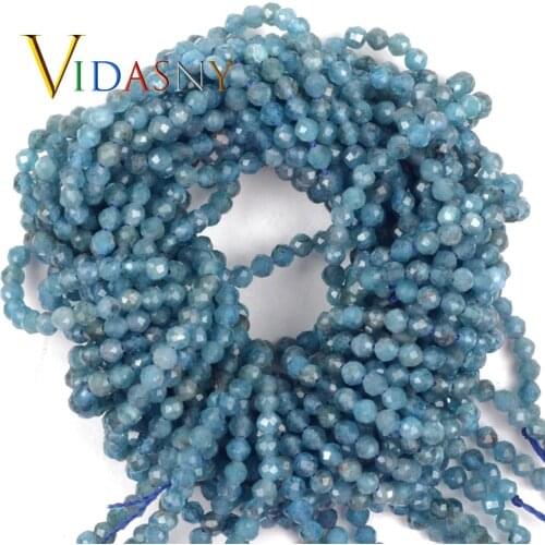 Natural Stone Faceted Apatite Gemstones Diy Necklace Accessorie 2-4.5mm Spacer Loose Beads For Jewelry Making 15'' Wholesale